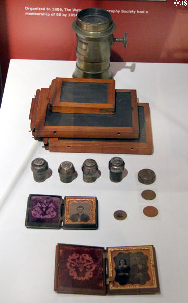 Plates for photography, tokens, & other brass objects by companies of Waterbury, CT at Mattatuck Museum. Waterbury, CT.