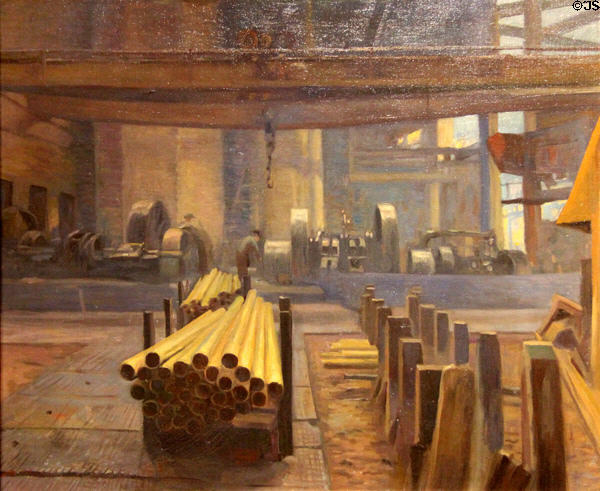 Waterbury metal industry painting at Mattatuck Museum. Waterbury, CT.