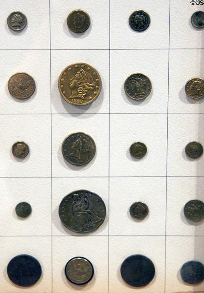 Antique buttons in Button Gallery at Mattatuck Museum. Waterbury, CT.