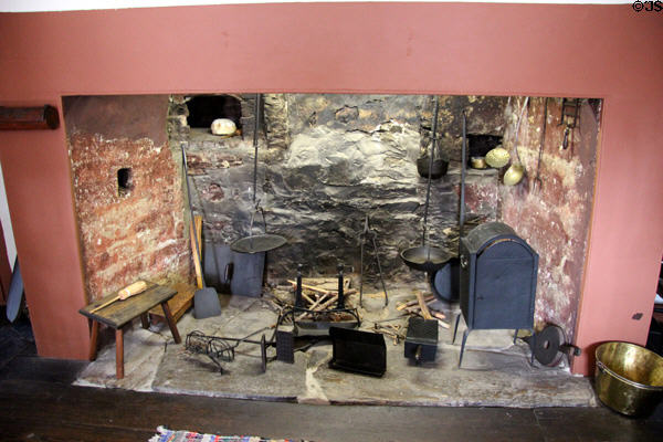 Kitchen fireplace at Judson House. Stratford, CT.
