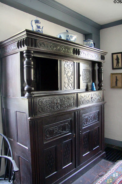 Decorated cabinet at Judson House. Stratford, CT.