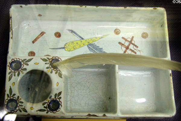 Writing stand (c1750) from Bow Factory, England used by Israhiah Wetmore during American Revolution at Judson House. Stratford, CT.