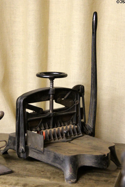 Antique paper cutter at Judson House. Stratford, CT.