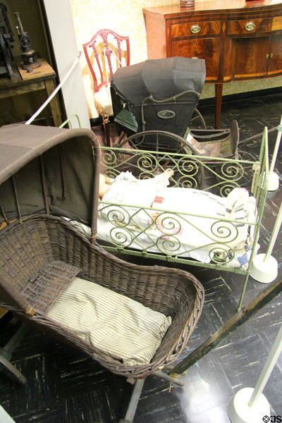 Cribs & baby carriages at Judson House. Stratford, CT.