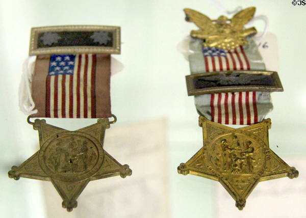 Grand Army of the Republic veteran badges at Judson House. Stratford, CT.