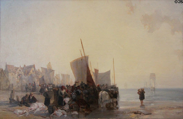 Fish market near Boulogne painting (1824) by Richard Parkes Bonington at Yale Center for British Art. New Haven, CT.