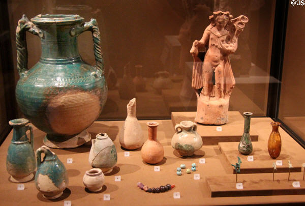 Ceramic & glass grave goods from Dura-Europos on Euphrates River at Yale University Art Gallery. New Haven, CT.