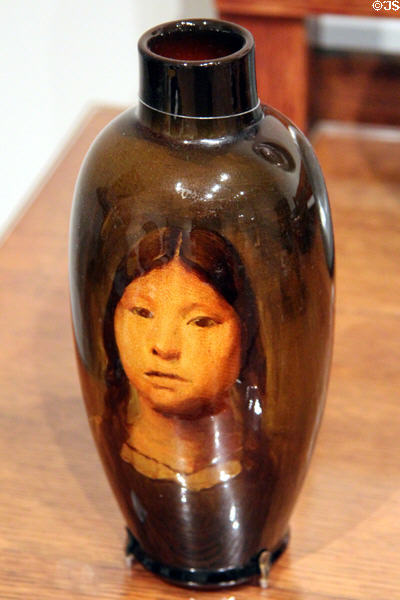 Pawnee Squaw earthenware vase (1900) by Artus Van Briggle for Rookwood Pottery of Cincinnati, OH at Yale University Art Gallery. New Haven, CT.
