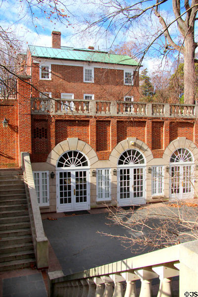 Modern addition with sunken courtyard at Dumbarton House. Washington, DC.