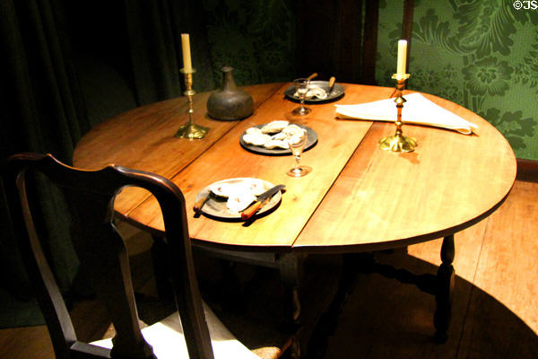 Massachusetts Period Room (1775) recreates room where John Hancock & Samuel Adams were eating (April 18, 1775) when they received a message from Paul Revere that the British were coming at DAR Memorial Continental Hall. Washington, DC.