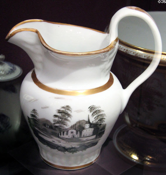 Porcelain pitcher (1826-1838) by Tucker Porcelain Factory of Philadelphia at DAR Memorial Continental Hall Museum. Washington, DC.