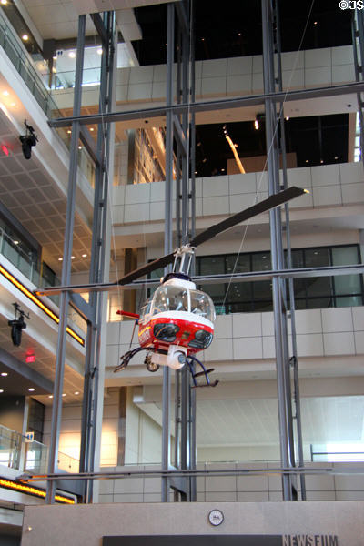 News helicopter in entrance atrium of Newseum. Washington, DC.
