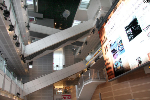 Architecture of entrance atrium of Newseum. Washington, DC.