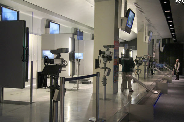 Newseum booths where visitors can experiment with own newscast. Washington, DC.