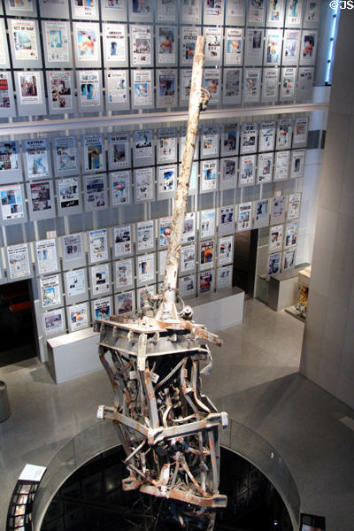 9-11 exhibit including communications mast rubble from top of New York's World Trade Center at Newseum. Washington, DC.