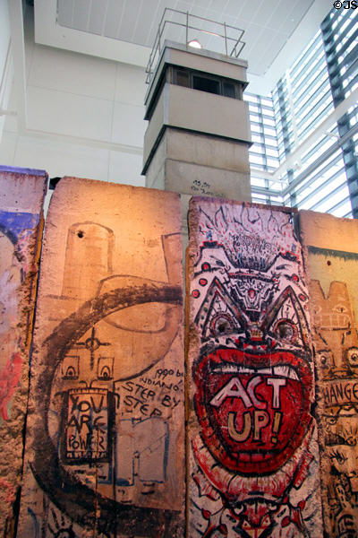 Berlin wall section & East German surveillance tower at Newseum. Washington, DC.