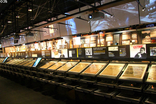 Chronological history of news & publishing exhibit at Newseum. Washington, DC.