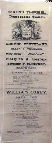 Democratic ticket (1892) headed by Grover Cleveland for state of New Hampshire at National Museum of American History. Washington, DC.