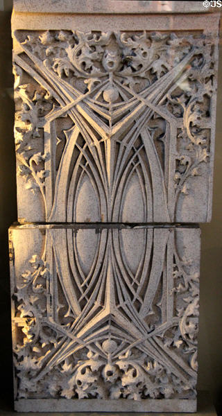 Terra cotta spandrel panels from Western Methodist Book Concern Building, Chicago, IL, by Harry Bergen Wheelock, architect at Smithsonian Castle. Washington, DC.
