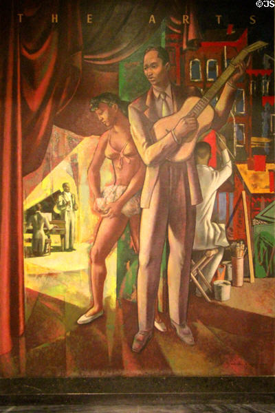 Blacks in The Arts painting (1948) by Millard Sheets at Interior Department. Washington, DC.