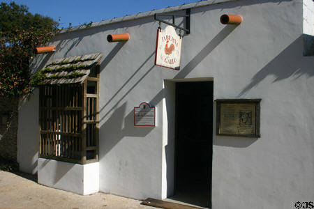 Reconstructed Bernardo Gonzales House (c1740) part of Colonial Spanish Quarter Museum. St Augustine, FL.