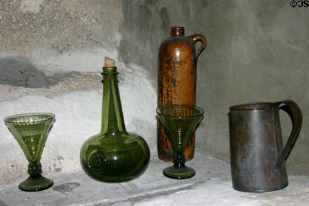 18th C glass & pottery in The Oldest House. St Augustine, FL.