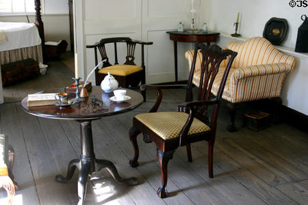 Upstairs of The Oldest House as furnished in early American objects. St Augustine, FL.