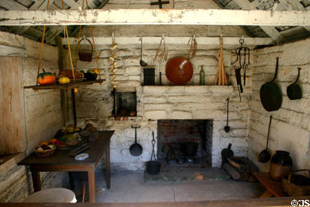 Interior of Spanish-style kitchen building in the garden of The Oldest House. St Augustine, FL.
