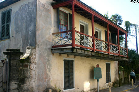 Fernandez-Llambias House (prior to 1763). St Augustine, FL. On National Register.