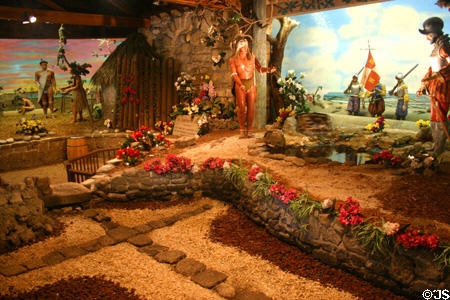 Tableau of expedition of Ponce de Leon above the Fountain of Youth spring. St Augustine, FL.