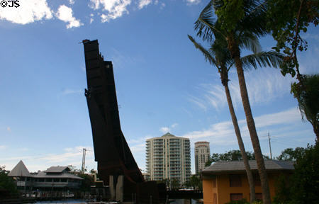 Lift bridge of Florida East Coast Railroad over New River. Fort Lauderdale, FL.