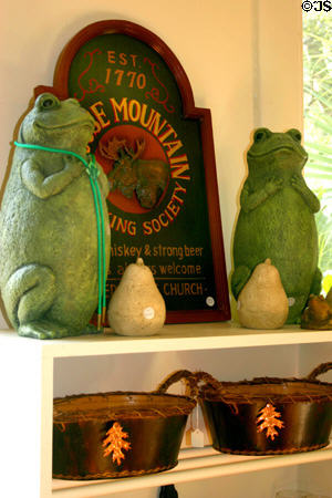 Green frogs in craft shop of Lemoyne Art Gallery. Tallahassee, FL.
