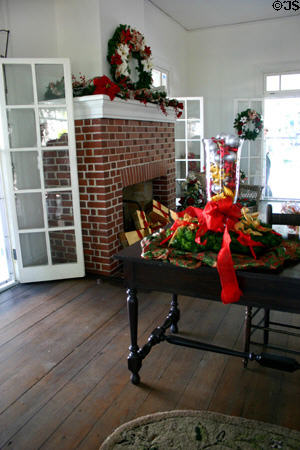 Fireplace in Edison's Seminole Lodge. Fort Myers, FL.