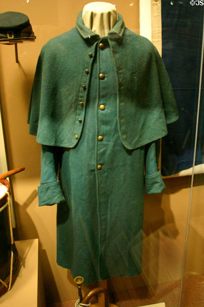 U.S. Army enlisted man's wool overcoat used in War Between the States at Atlanta Historical Museum. Atlanta, GA.