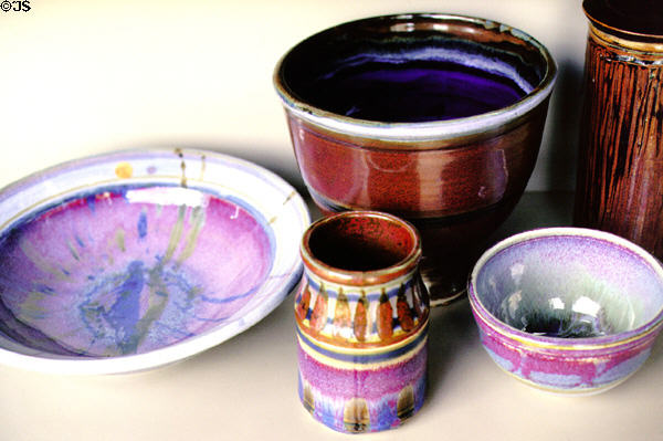 Variety of ceramic works available at pottery shop in Kilohana. Kauai, HI.