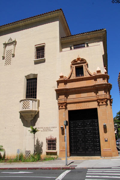 Old Honolulu Police Station (1930) (842 Bethel St. at Merchant). Honolulu, HI. Style: Spanish Colonial Revival & Art Deco. Architect: Louis E. Davis. On National Register.
