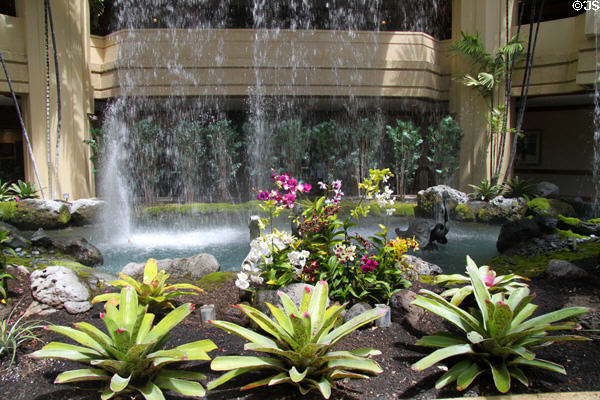 Lobby landscaping of Hyatt Regency Waikiki. Waikiki, HI.