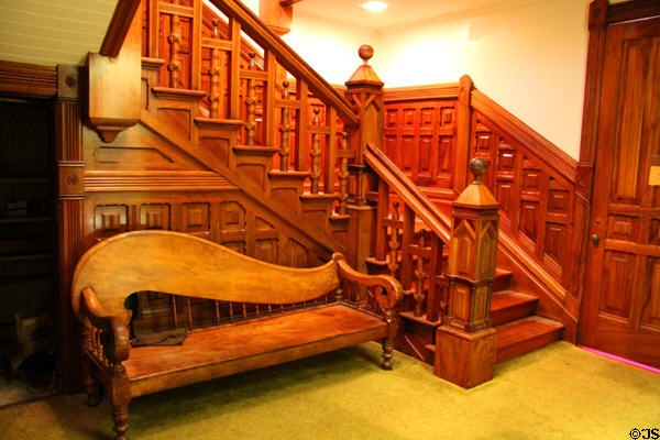Richardsonian Romanesque staircase in 1889 Bishop Museum building. Honolulu, HI.