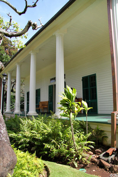Queen Emma Summer Palace (1857-85) (Hānaiakamālama) (2913 Pali Highway) retreat for Queen Emma & husband King Kamehameha IV prefabricated in Boston (1848). Honolulu, HI. On National Register.