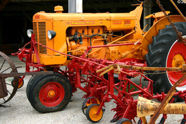 Antique tractor rigged soil prep attachment with at OPA's Tractor Barn Museum. West Amana, IA.