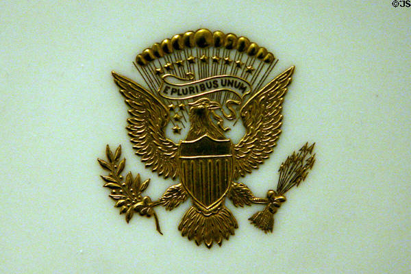 American eagle on Presidential china at Hoover Museum. West Branch, IA.