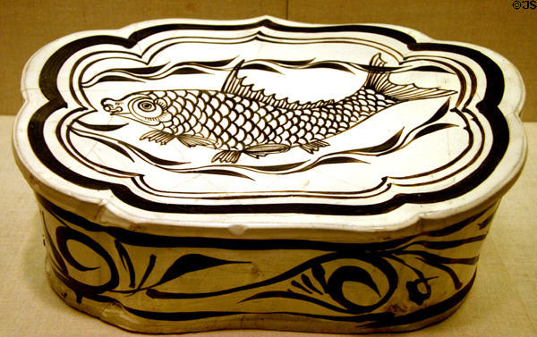 Chinese stoneware cloud-shaped pillow (1115-1234 Jin dynasty) at Art Institute of Chicago. Chicago, IL.