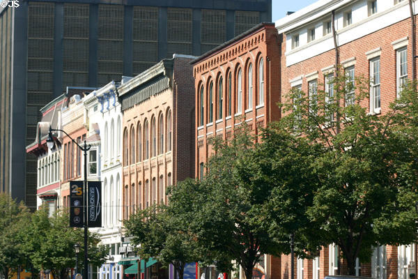Victorian buildings along South 6th Street near Old State Capitol. Springfield, IL.