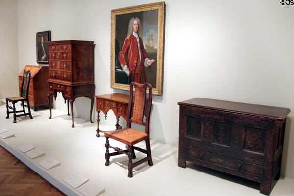 Gallery of early American furniture at Art Institute of Chicago. Chicago, IL.
