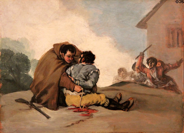 Friar Pedro de Zaldivia Binds El Maragato with a Rope painting (c1806) by Francisco de Goya at Art Institute of Chicago. Chicago, IL.