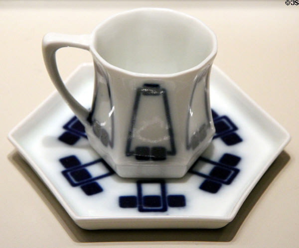 Porcelain demitasse & saucer (1900-2) by Peter Behrens for Gebruder Bauscher of Germany at Art Institute of Chicago. Chicago, IL.