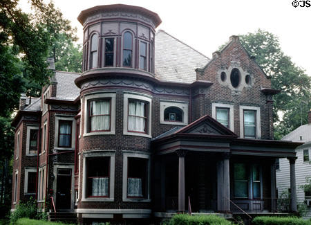 Brick mansion (1907) on West Creighton Avenue. Fort Wayne, IN. Style: Queen Anne.