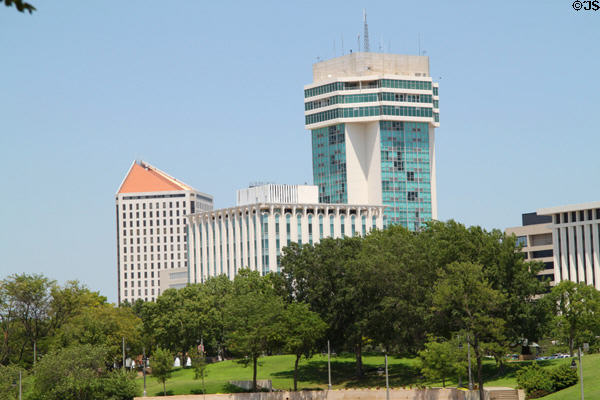 Epic Center (1987) (301 North Main St.) by Platt, Adams, Braht, Bradley & Assoc. + 250 West Douglas Place (1969) (26 floors). Wichita, KS.