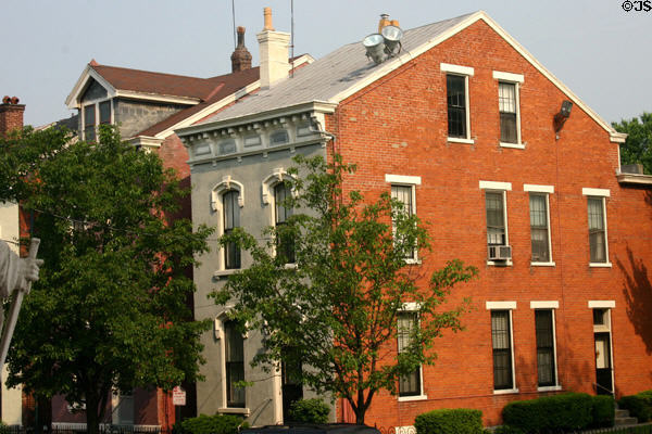 Narrow West 6th St. houses. Covington, KY. Style: Italianate Saltbox.