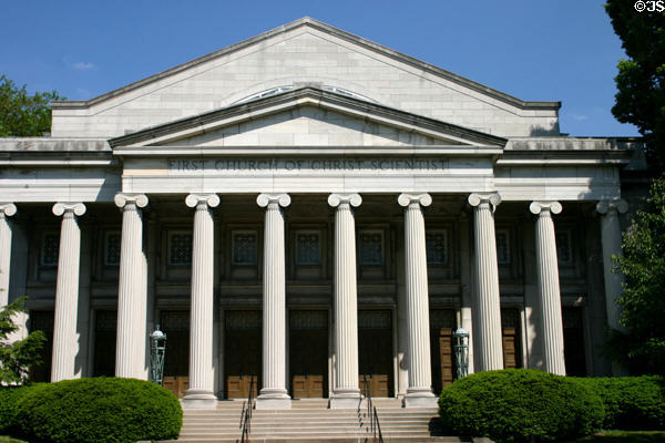 First Church of Christ Scientist (1917) (1305 S. 3rd St.) where each column is a single stone. Louisville, KY. Style: Neo-Classical Revival.